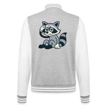 Tired raccoon with headache - College Sweat Jacket - heather grey/white - Back - Marisol (170cm)