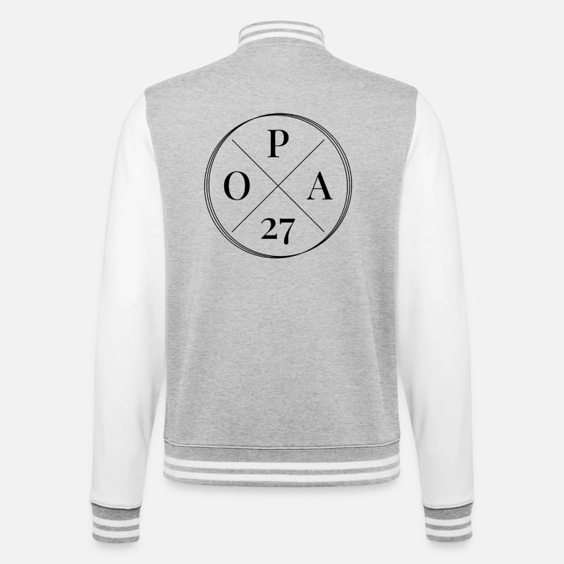 Opa 2027 - College-Sweatjacke - Grau meliert/Weiß