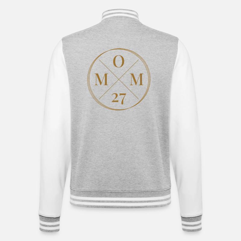 Mom 27 - College-Sweatjacke - Grau meliert/Weiß