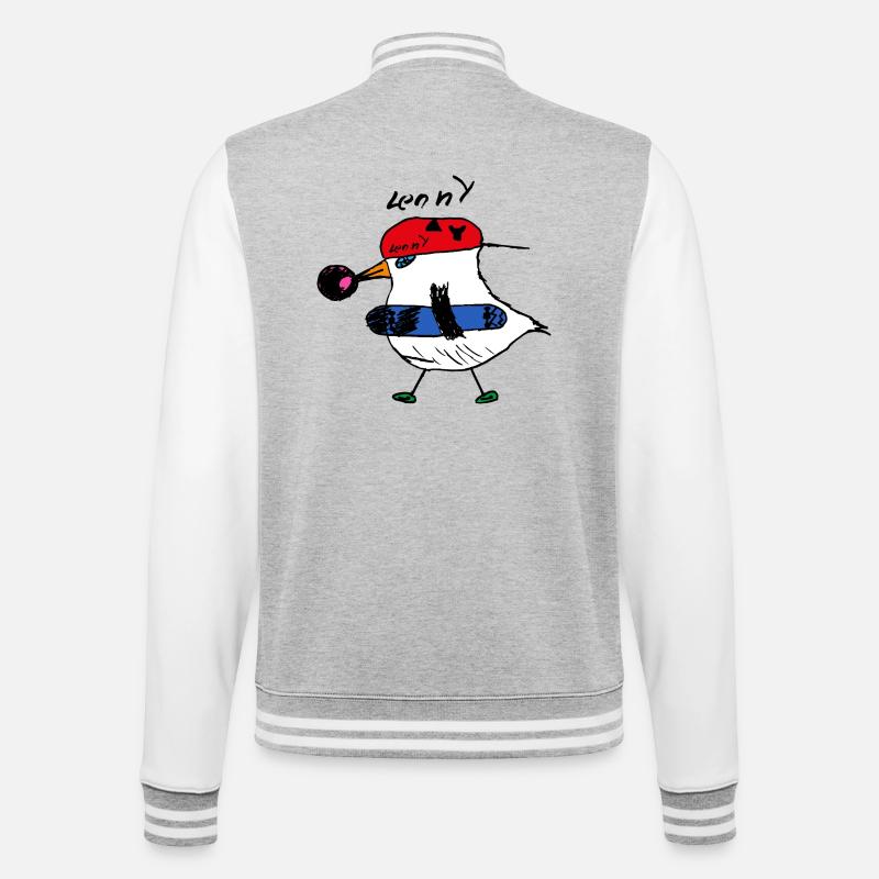 Lenny's Skater Chicken - College Sweat Jacket - heather grey/white