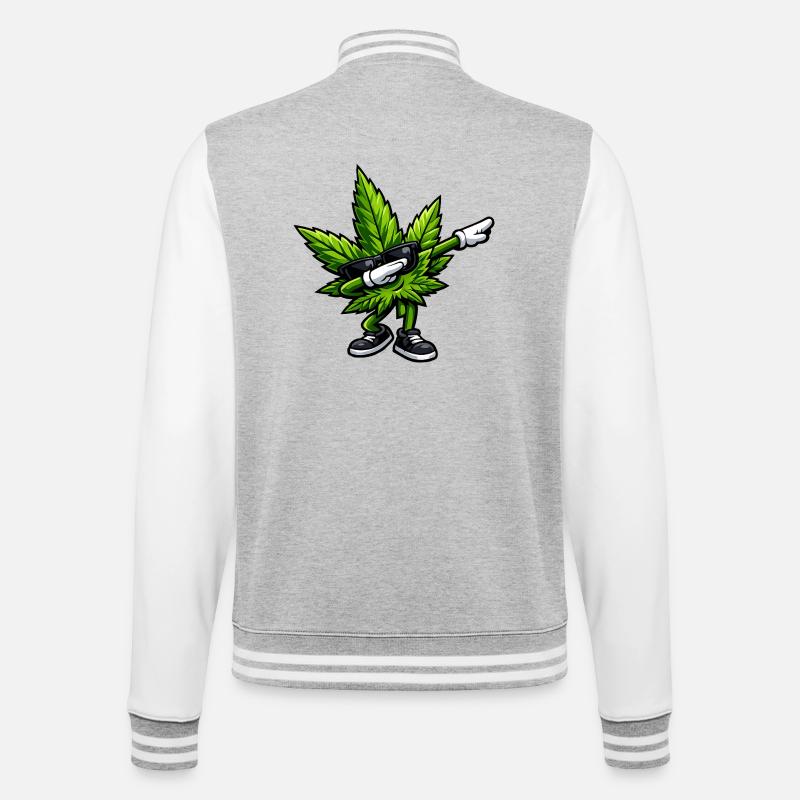 Dabbing Cannabis - College Sweat Jacket - heather grey/white