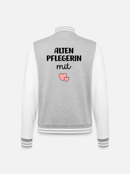 Altenpflegerin mit Herz - College-Sweatjacke - Grau meliert/Weiß