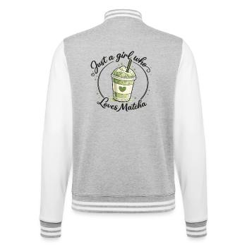 Matcha Girl Heart Love Design - Veste Teddy - gris chiné / blanc - Dos - Marisol (170cm)