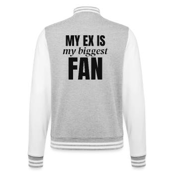 Mein Ex ist mein größter Fan - College-Sweatjacke - Grau meliert/Weiß - Hinten - Marisol (170cm)
