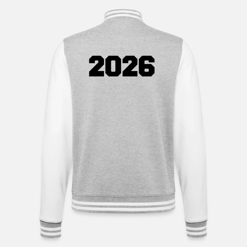 2026 - College-Sweatjacke - Grau meliert/Weiß