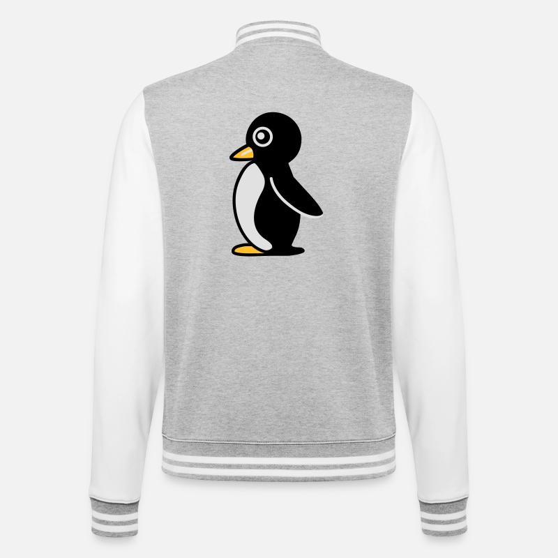 Minimalistischer Pinguin - College-Sweatjacke - Grau meliert/Weiß