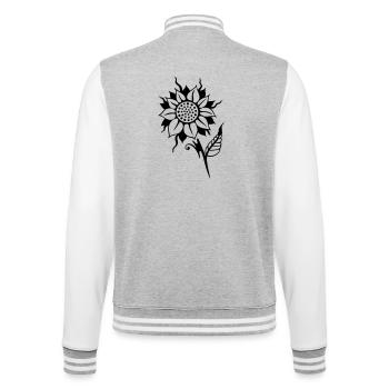 Fleur de poche de fleur de tournesol - Veste Teddy - gris chiné / blanc - Dos - Marisol (170cm)