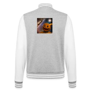 Lächelnder Astro Kosmosfreund - College-Sweatjacke - Grau meliert/Weiß - Hinten - Marisol (170cm)