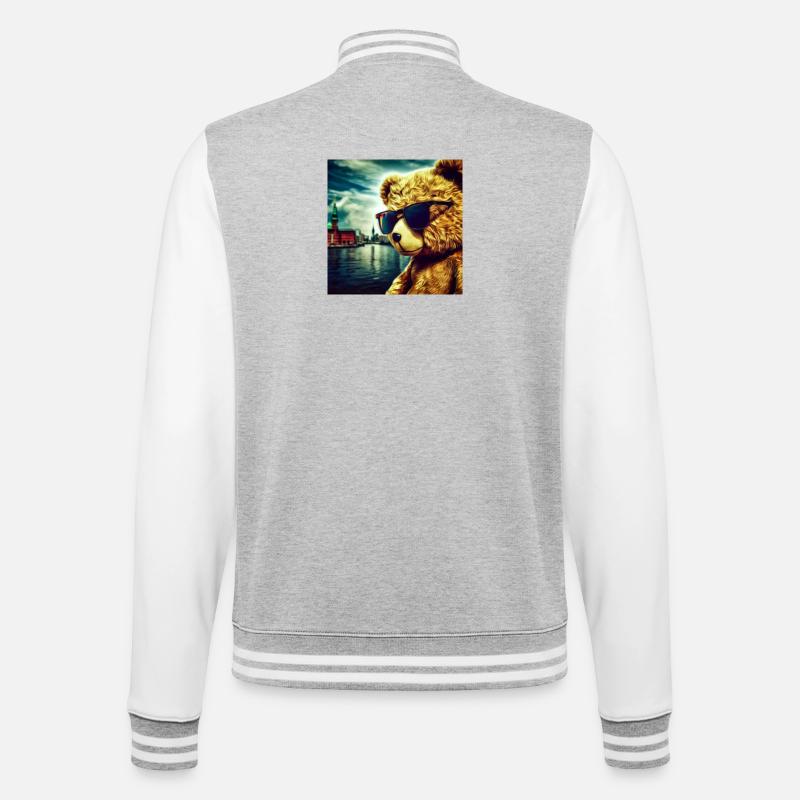 Teddy on Tour - College-Sweatjacke - Grau meliert/Weiß
