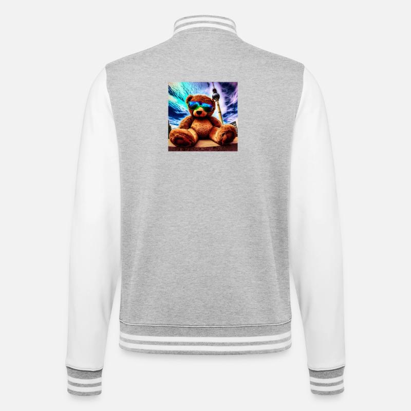 Teddy in Berlin II - College-Sweatjacke - Grau meliert/Weiß