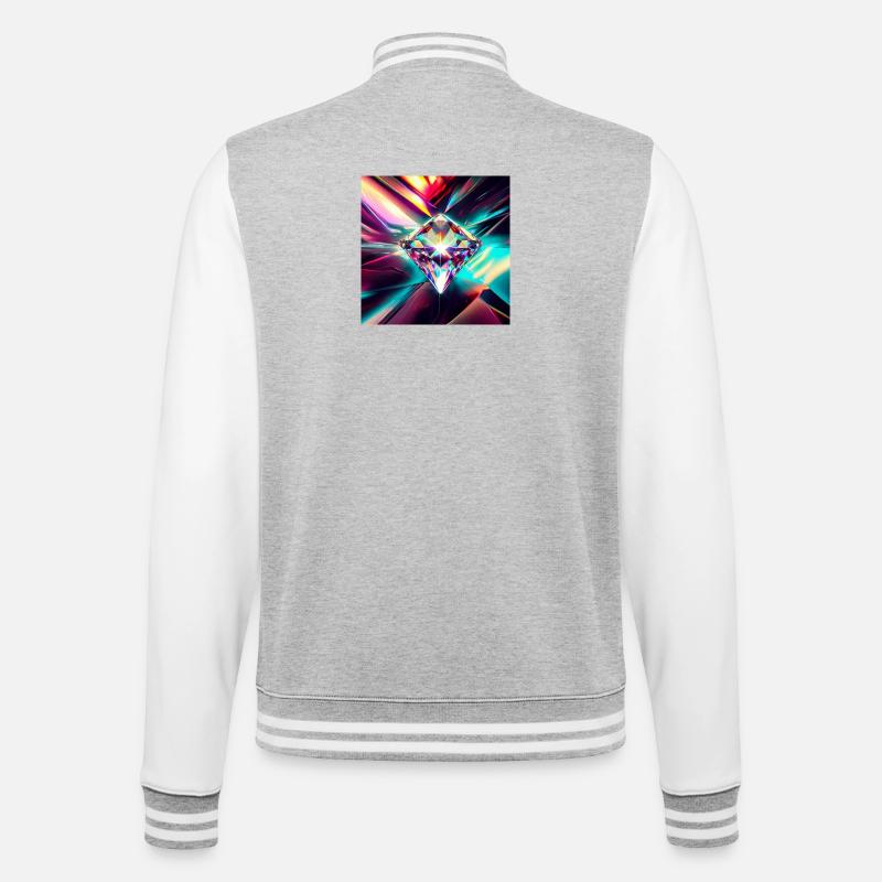Diamant - College-Sweatjacke - Grau meliert/Weiß