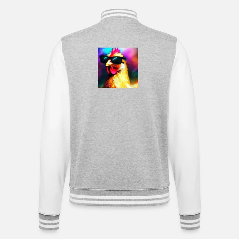 Fancy Chicken IV - College-Sweatjacke - Grau meliert/Weiß