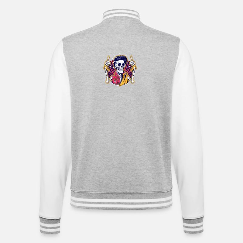 Neon Skull Rockabilly Duel - Veste Teddy - gris chiné / blanc