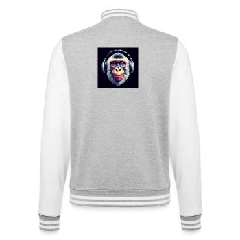 Monkey with headphones - College Sweat Jacket - heather grey/white - Back - Marisol (170cm)