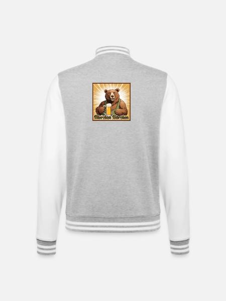 Bierchen Bärchen - College-Sweatjacke - Grau meliert/Weiß