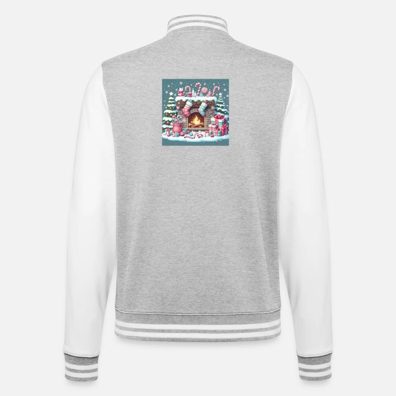 Weihnachts Design 5 - College-Sweatjacke - Grau meliert/Weiß