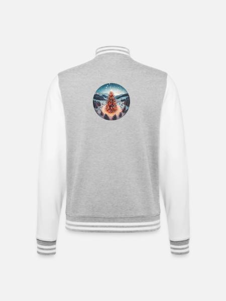 Winterzauber Weihnachtsbaum - College-Sweatjacke - Grau meliert/Weiß
