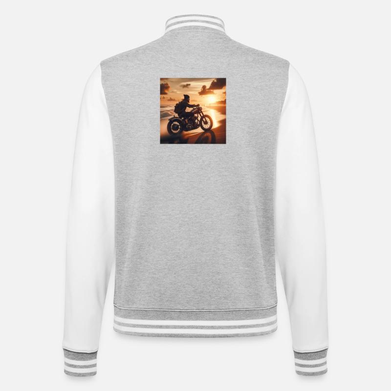Motorcycle Old Sunset 2 - College-Sweatjacke - Grau meliert/Weiß
