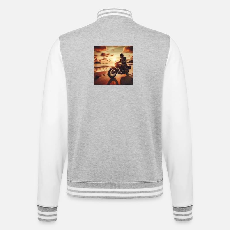 Motorcycle Old Sunset 3 - College-Sweatjacke - Grau meliert/Weiß