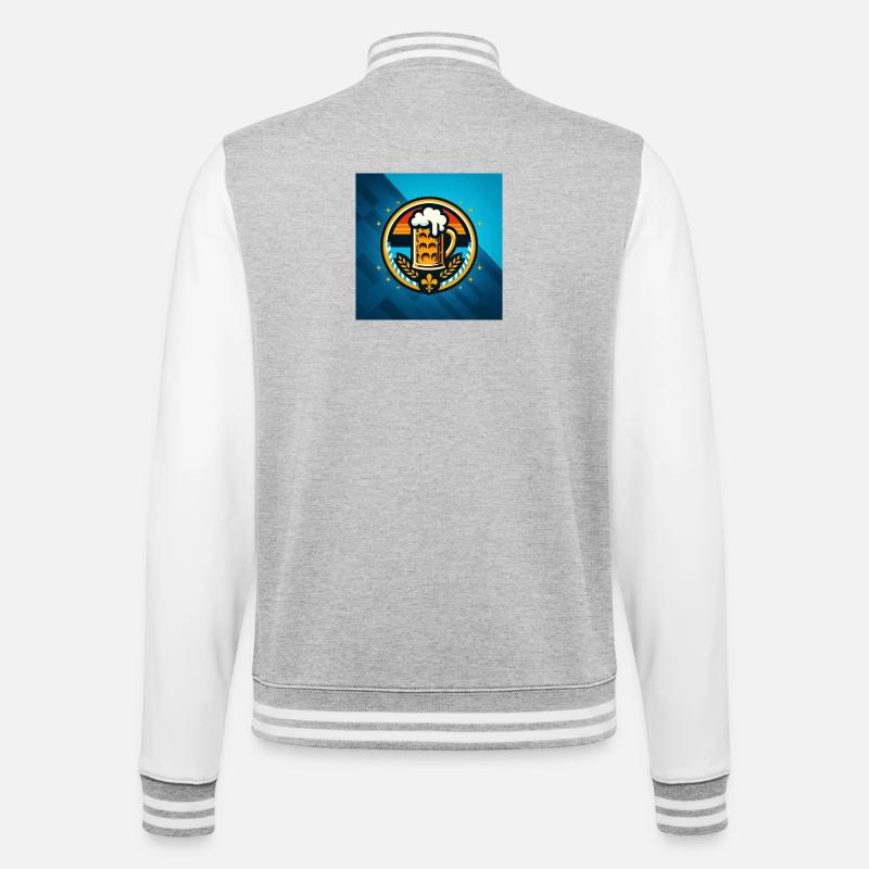 Logo de la bière 4 - Veste Teddy - gris chiné / blanc