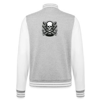 Biker Skull Design 3 - College Sweat Jacket - heather grey/white - Back - Marisol (170cm)