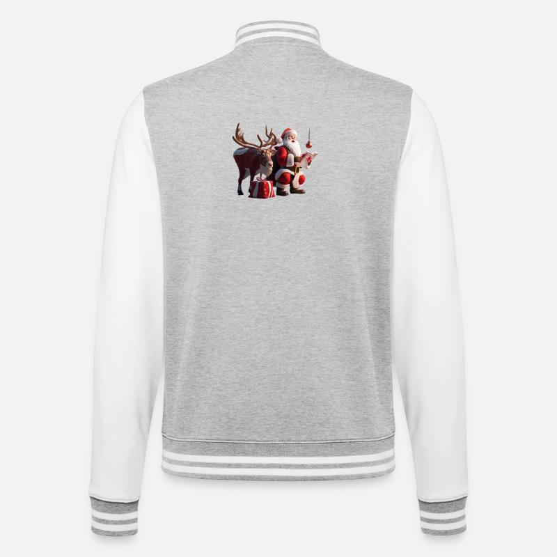 Weihnachten 1 - College-Sweatjacke - Grau meliert/Weiß