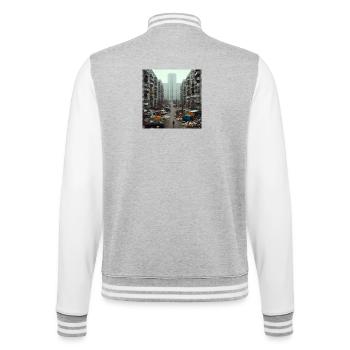 Décadence urbaine - Veste Teddy - gris chiné / blanc - Dos - Marisol (170cm)