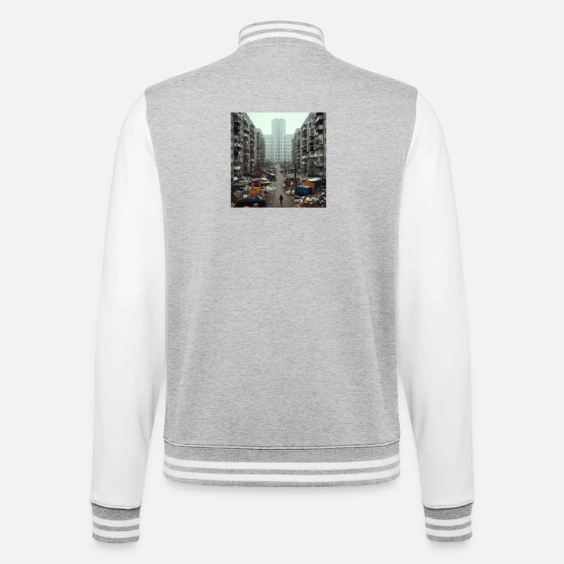 Décadence urbaine - Veste Teddy - gris chiné / blanc