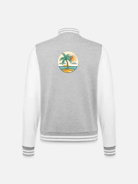 Island palm tree at sunset - College Sweat Jacket - heather grey/white