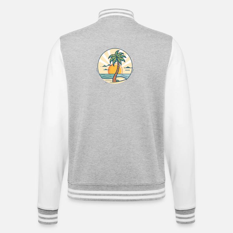 Sonnenuntergangs Palmeninsel - College-Sweatjacke - Grau meliert/Weiß