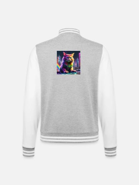 Cat - College Sweat Jacket - heather grey/white
