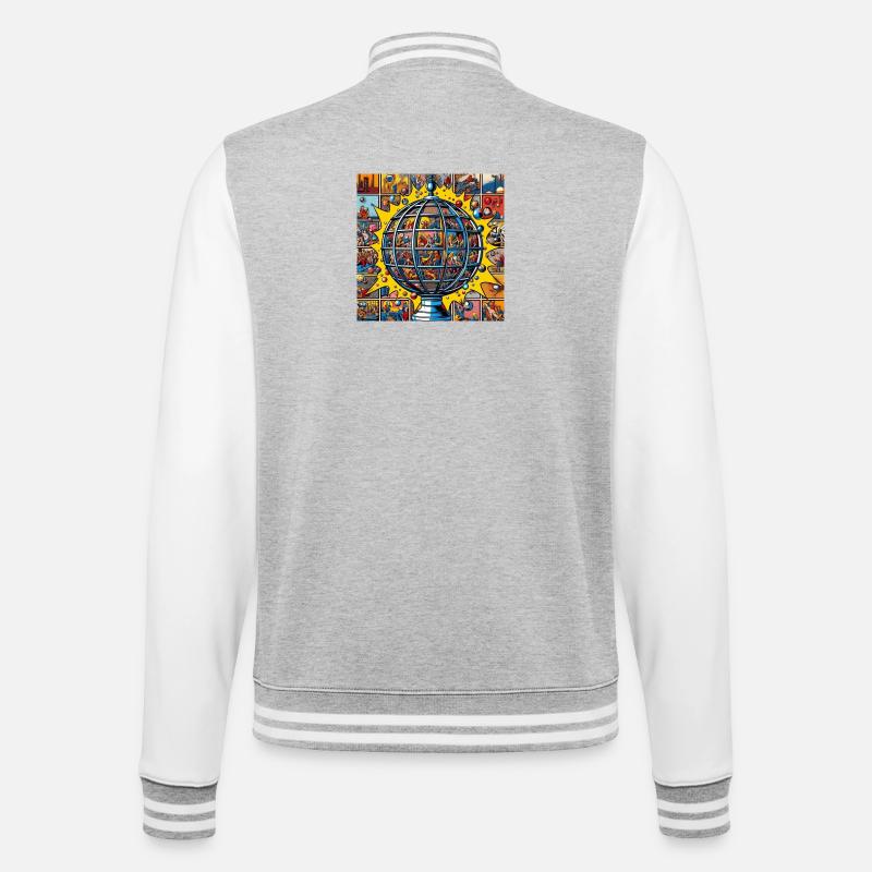 Kugel 2 - College-Sweatjacke - Grau meliert/Weiß