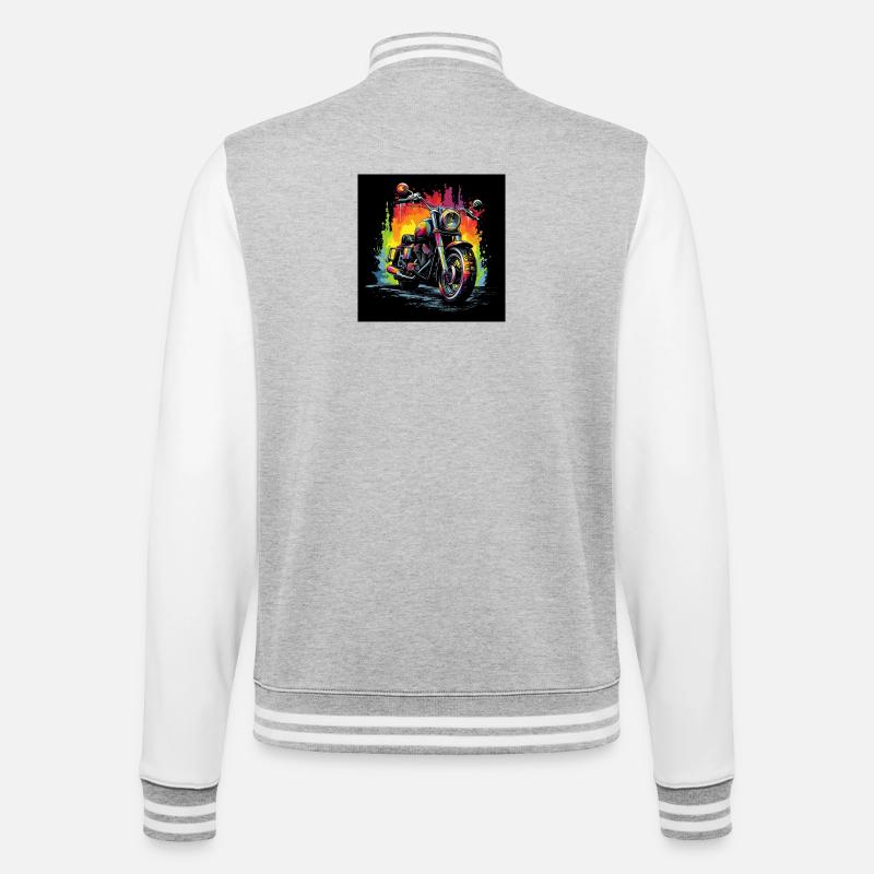 Rainbow Motorcycle Splash - College Sweat Jacket - heather grey/white