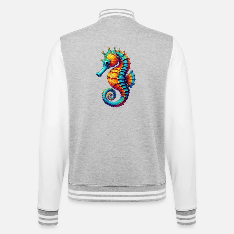 Seepferdchen - College-Sweatjacke - Grau meliert/Weiß