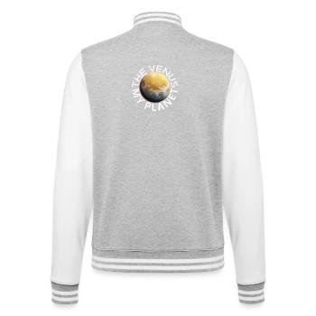 Venus Planet Motif Design - College Sweat Jacket - heather grey/white - Back - Marisol (170cm)