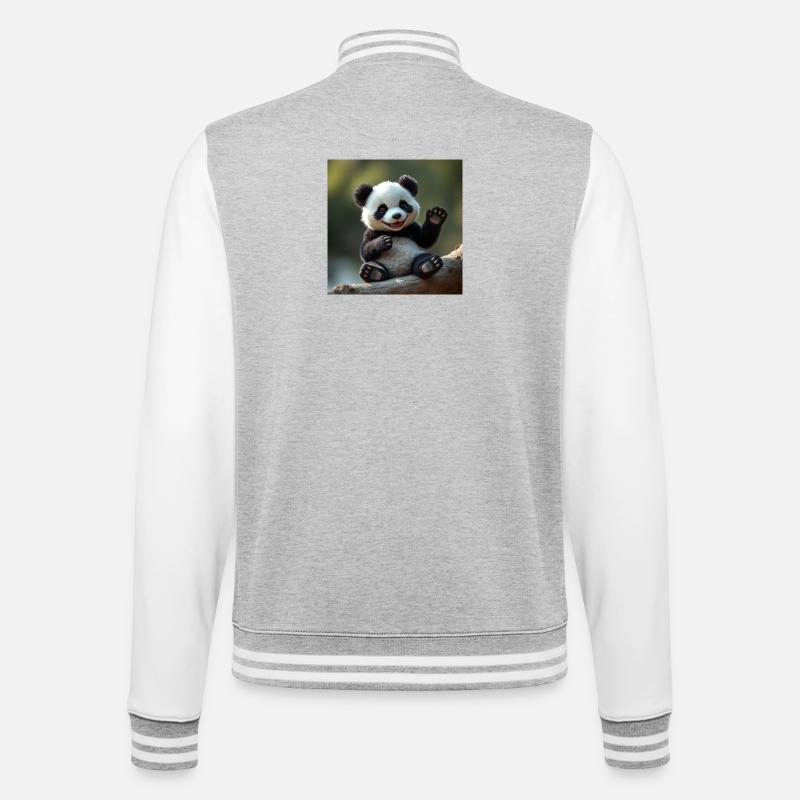 Panda mignon en 3D - Veste Teddy - gris chiné / blanc
