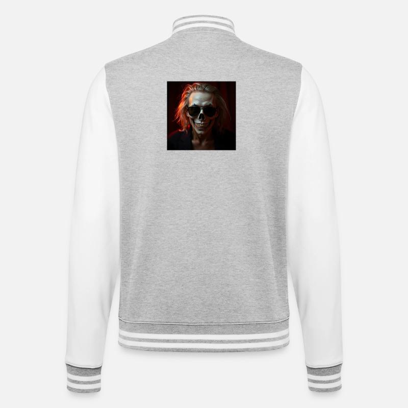 Halloween design - Veste Teddy - gris chiné / blanc