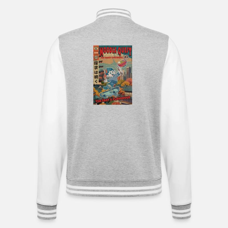 Retro Noodle Quest Comic - College-Sweatjacke - Grau meliert/Weiß