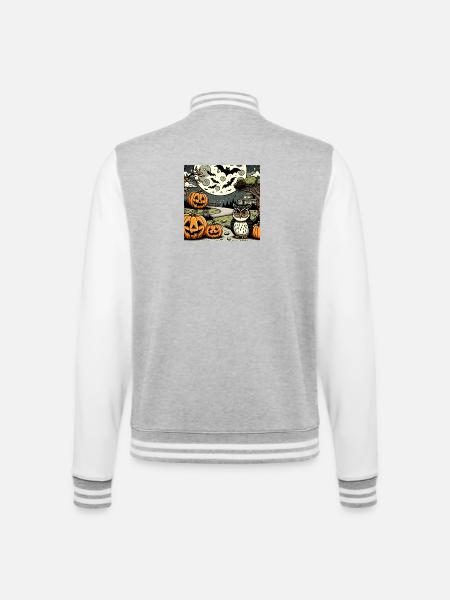 Halloween Design - College-Sweatjacke - Grau meliert/Weiß