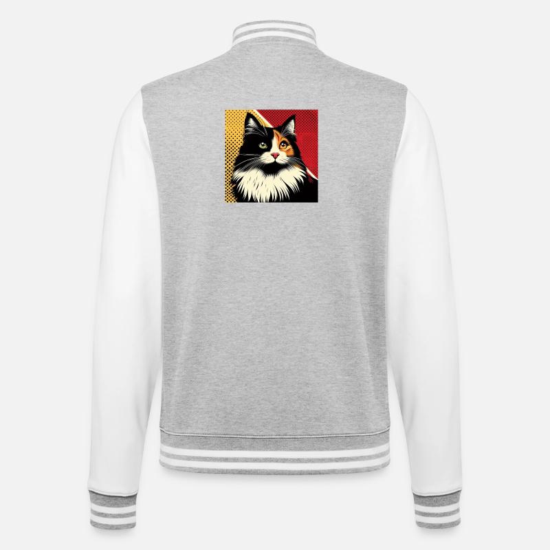 Kat 1 2 - College-Sweatjacke - Grau meliert/Weiß