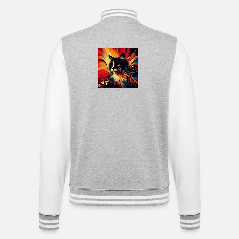 Kat 2 2 - College-Sweatjacke - Grau meliert/Weiß