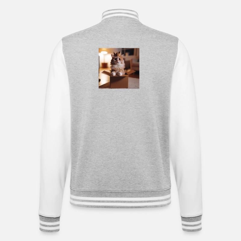 Drôle de chat - Veste Teddy - gris chiné / blanc