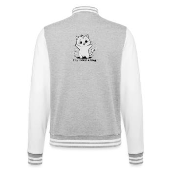 Cheerful Kitten Waves Hearts - College Sweat Jacket - heather grey/white - Back - Marisol (170cm)