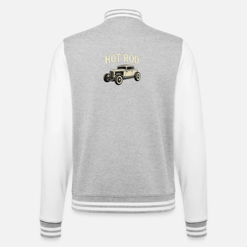 Hot Rod Oldtimer - College-Sweatjacke - Grau meliert/Weiß