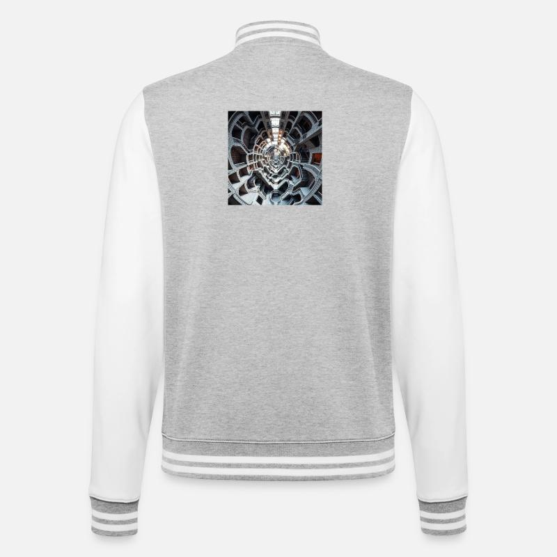 Wendeltreppen-Atrium - College-Sweatjacke - Grau meliert/Weiß