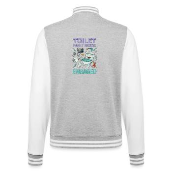 Toilettenkampf-Modus – Absurdes Hirnfäule-Design - College-Sweatjacke - Grau meliert/Weiß - Hinten - Marisol (170cm)