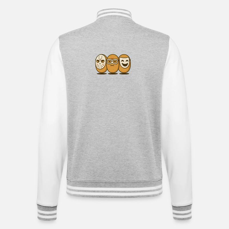 Die Brötchen-Bande – Masken-Edition - College-Sweatjacke - Grau meliert/Weiß