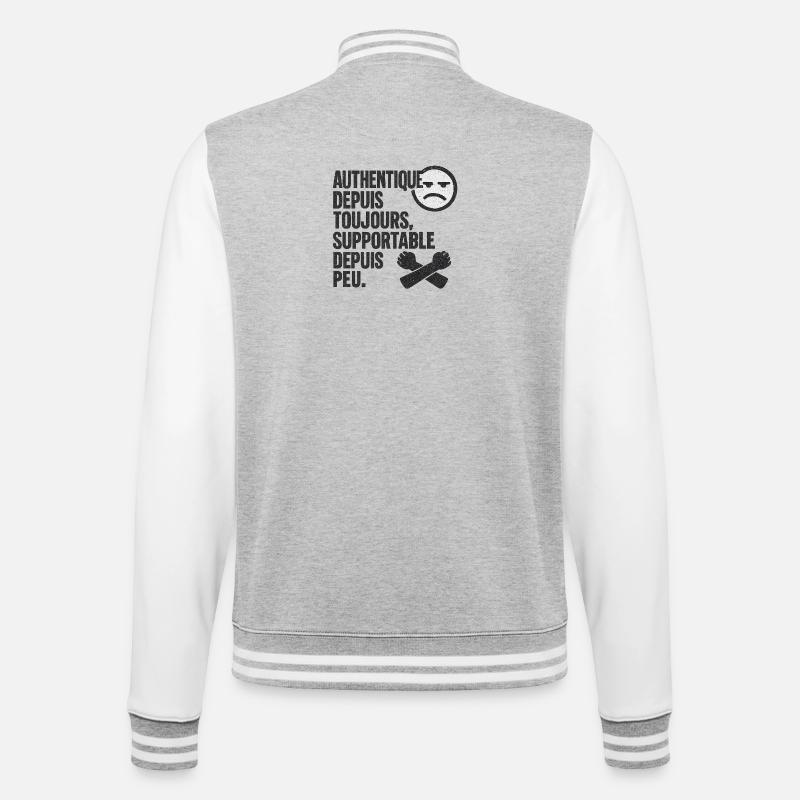 Authentisches Forever-Tee - College-Sweatjacke - Grau meliert/Weiß