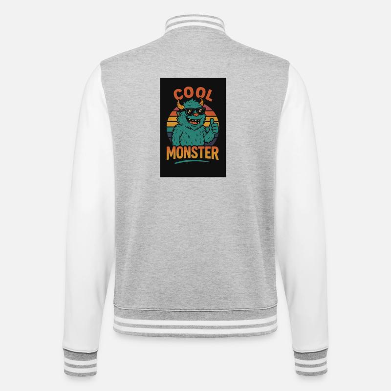 Cool Monster - College-Sweatjacke - Grau meliert/Weiß