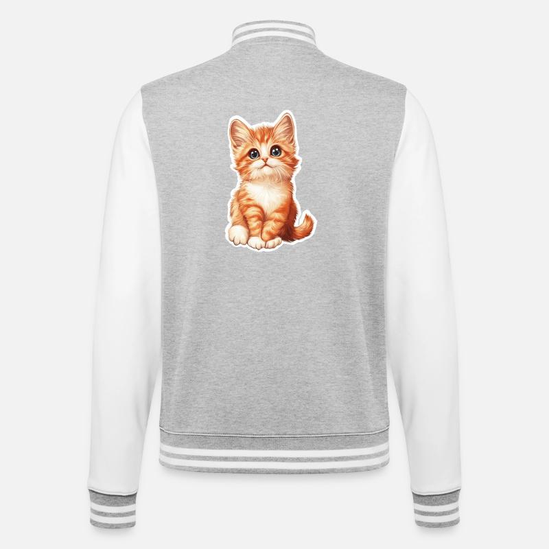 Cute Cat Kitten - College Sweat Jacket - heather grey/white